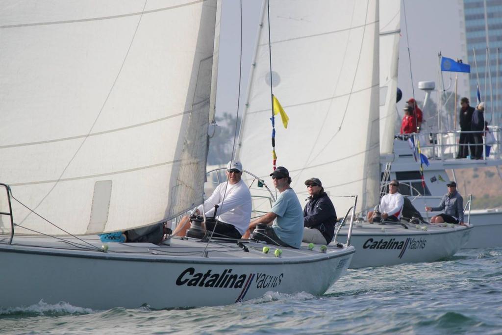 Match-racer Nicole Breault, sailing with Dave Perry (in dark ball cap) © Nicole Breault Collection